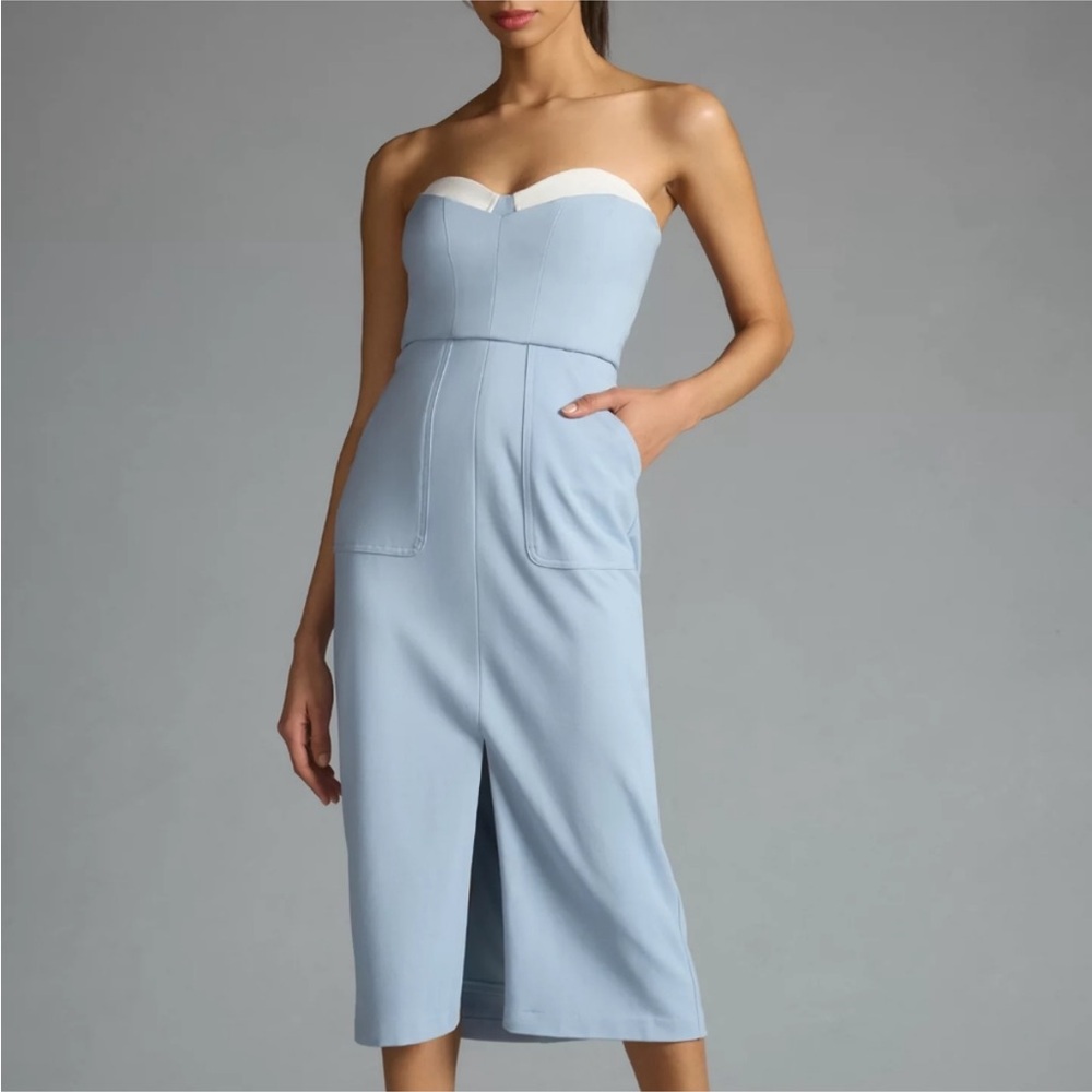Anthropologie Hutch Strapless Slim Front-Slit Dress